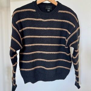 NWOT Lumiere Black and Tan Striped Sweater